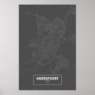 Póster Amersfoort, Países Bajos (blanco sobre negro)