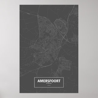 Póster Amersfoort, Países Bajos (blanco sobre negro)