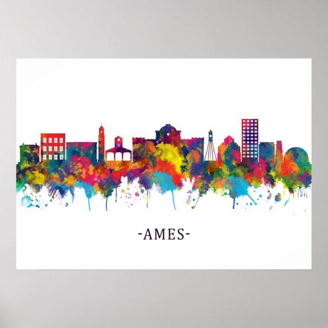 Póster Ames Iowa Skyline (Frente)