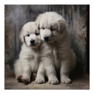 Póster Amigable Gran Pirineo Perros Cachorros 004 - Raimo