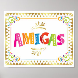Póster AMIGAS Fiesta Party Sign Print