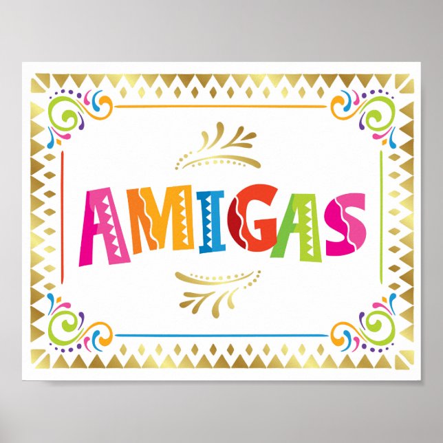 Póster AMIGAS Fiesta Party Sign Print (Frente)