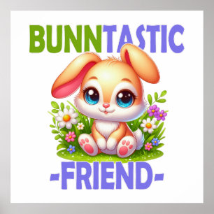 Póster Amigo Bunntástico juego de palabras. Dibujo animad
