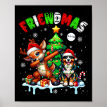 Póster Amigo Merry Christmas Santa Australian Shepherd R<br><div class="desc">Amigo Feliz Navidad Santa Pastora Australiana Reindeer</div>