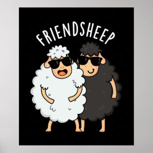 Póster Amigo-oveja Funny Sheep Pun Dark BG