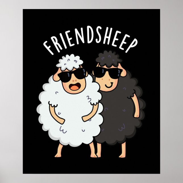 Póster Amigo-oveja Funny Sheep Pun Dark BG (Frente)