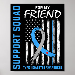 Póster Amigo Tipo 1 Diabetes Camisa Bandera Americana Apo