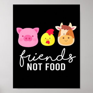 Póster Amigos Cerdo Pollo Vaca No Comida Bio Verduras Ve