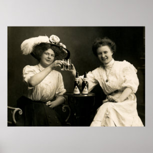 Póster Amigos Chicas de Beer Drinking 1905