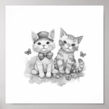 Amigos de gatitos blancos y negros