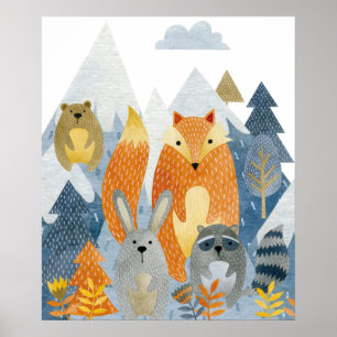 Póster Amigos de los bosques en la montaña