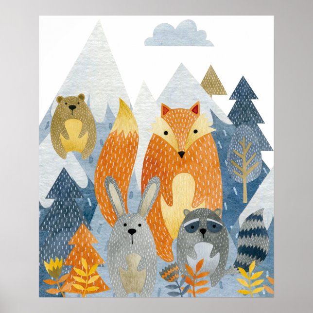 Póster Amigos de los bosques en la montaña (Frente)