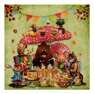 Póster Amigos de Woodland en el bosque