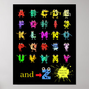 Póster Amigos divertidos del alfabeto ABC