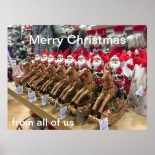 Póster Amigos en fila saludos de Navidad