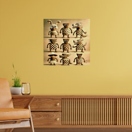 Póster Amigos extraños - Familia de criaturas de puntos y