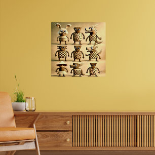 Póster Amigos extraños - Familia de criaturas de puntos y