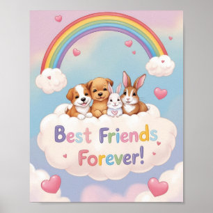 Póster Amigos Gatos Adorables para Siempre