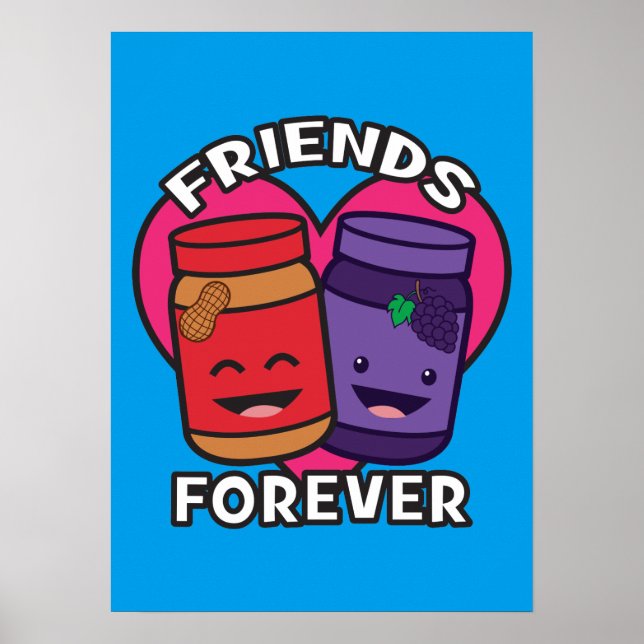 Póster Amigos Para Siempre - Peanut Butter Y Jelly Kawaii (Frente)