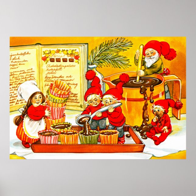 Póster Amigos pequeños ayudantes haciendo pasteles (Frente)