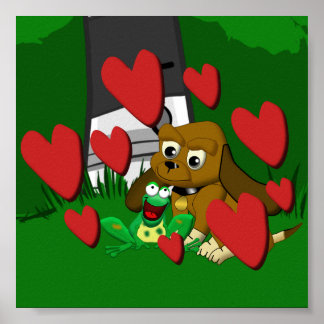 Póster Amigos personalizado perro de remolacha y rana con