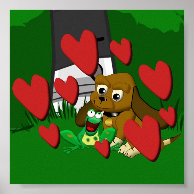 Póster Amigos personalizado perro de remolacha y rana con (Frente)