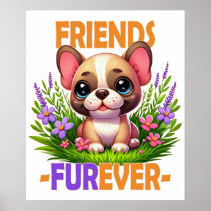 Póster Amigos por siempre juego de palabras. Cachorro ado