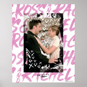 Póster AMIGOS™   Ross Y Rachel Doodled Hearts