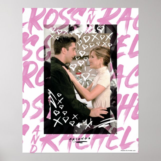 Póster AMIGOS™ | Ross Y Rachel Doodled Hearts (Frente)