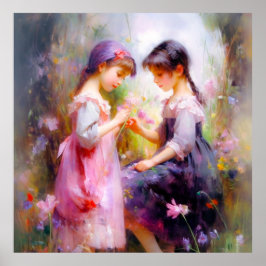 Póster Amigos y flores