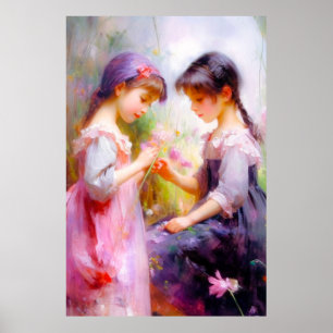 Póster Amigos y flores