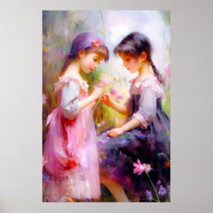 Póster Amigos y flores