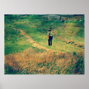 Póster Amish Caminando Junto Al Hay Field
