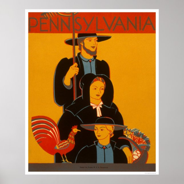 Póster Amish Family Lancaster 1937 WPA (Frente)