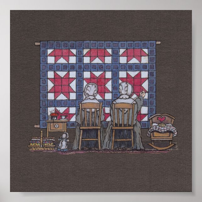 Póster Amish Women Quilting (Frente)