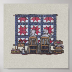 Póster Amish Women Quilting