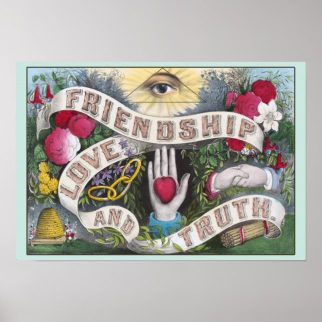 Póster Amistad, Amor, Verdad Vintage (Frente)