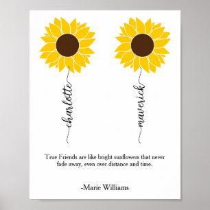 Póster Amistad Girasol Personalizada Mejor Regalo Amigo