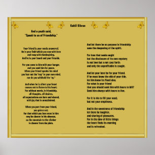 Póster Amistad por Kahlil Gibran