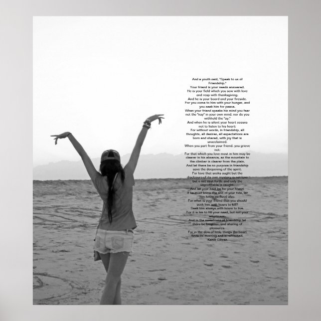 Póster Amistad por Kahlil Gibran (Frente)