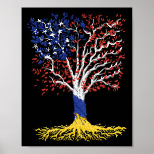 Póster Amistad Ucrania Estados Unidos América Raíces Ucra