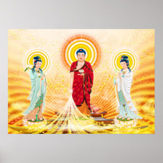 Póster Amitabha Buddha y Bodhisattva
