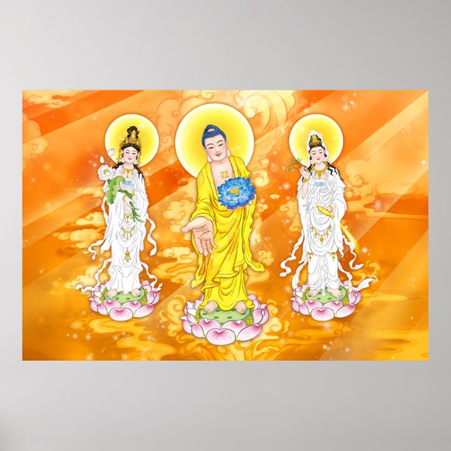 Póster Amitabha Buddha y Bodhisattva (Frente)