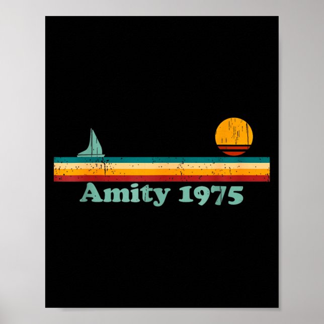 Póster Amity 1975 Retro Sailboat And Sunset Design Idea  (Frente)