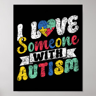 Póster Amo a alguien con apoyo al autismo Autistas Autist