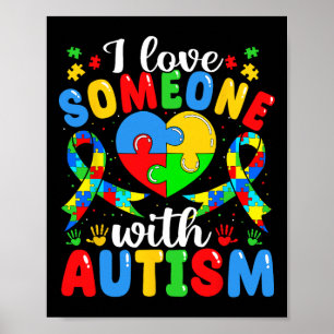 Póster Amo A Alguien Con Autismo Conciencia Rompecabezas