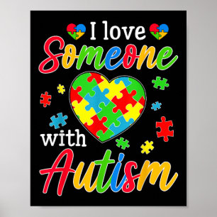 Póster Amo A Alguien Con Autismo Concienciación Corazón H