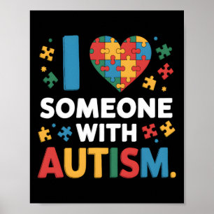 Póster Amo A Alguien Con Autismo Concienciación Corazón H