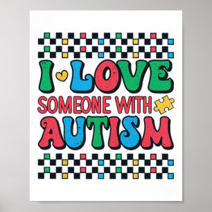 Póster Amo A Alguien Con Autismo Concienciación Hombres M