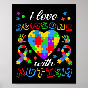Póster Amo A Alguien Con Autismo Concienciación Hombres M